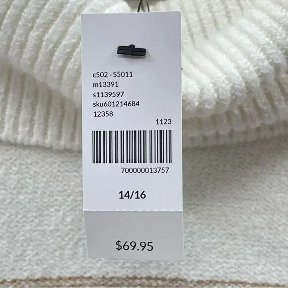 NWT Lane Bryant Cowlneck Striped Cozy Soft White Tan Warm Sweater Size 14/16 - Picture 9 of 13